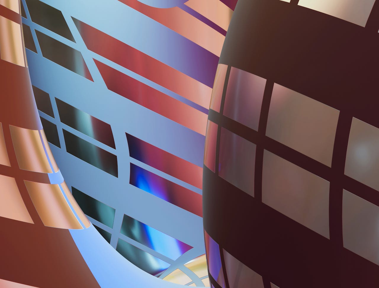 Vibrant abstract digital art with flowing lines and geometric patterns.